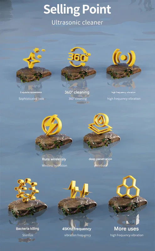 Pink Portable Ultrasonic Cleaner - 45kHz Professional High-Frequency Cleaning Machine for Jewellery, Glasses, Watches, and Makeup Brushes - Mekamart Australia