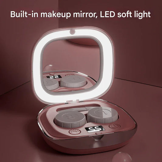 Pink Portable Ultrasonic Contact Lens Cleaner - Automatic Electric Cleaning Case with LED Makeup Mirror, USB Rechargeable for Travel & Home - Mekamart Australia