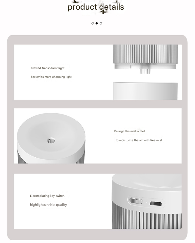 2-Piece White Mini Desktop Humidifier - Portable Mist Maker for Home and Car Use