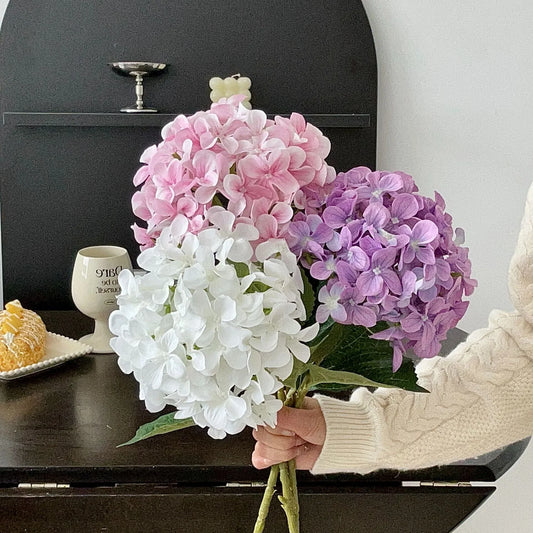 5-Piece Pink Premium Lifelike Hydrangea Artificial Flowers- 60cm Long Stem Faux Floral Bouquet for Home, Wedding & Vase Decor - Mekamart Australia