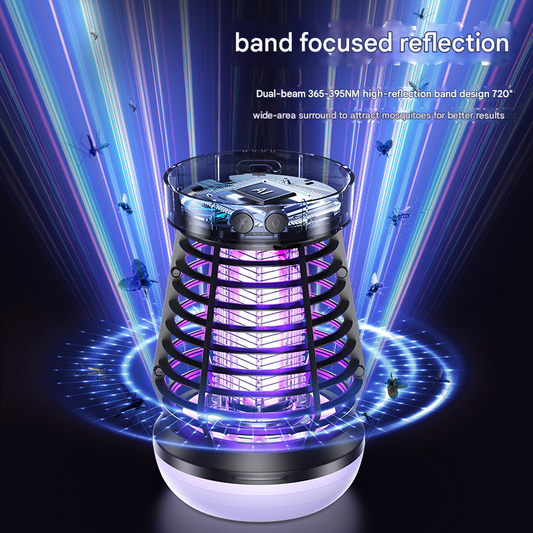 Black Rechargeable 3-in-1 Bug Zapper Lantern - Portable UV Mosquito Killer with Camping Light & SOS Mode - Mekamart Australia