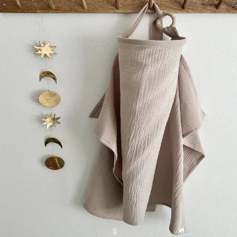 Pink Soft Muslin Cotton Nursing Cover - Breathable Breastfeeding Apron for Privacy