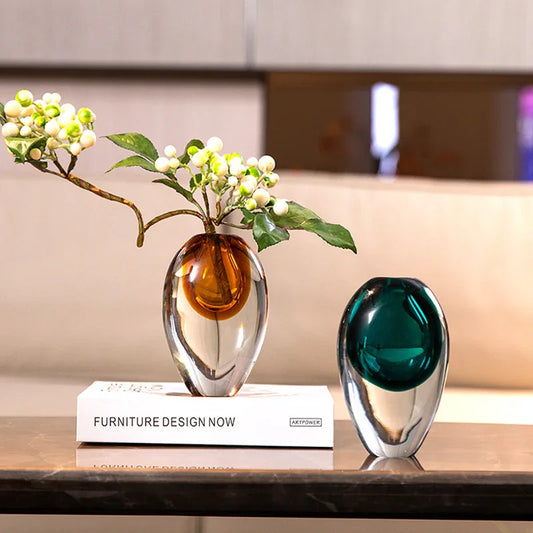 Artistic Teardrop Glass Vase - Handcrafted Glazed Finish for Hydroponics & Floral Decor(grey) - Mekamart Australia