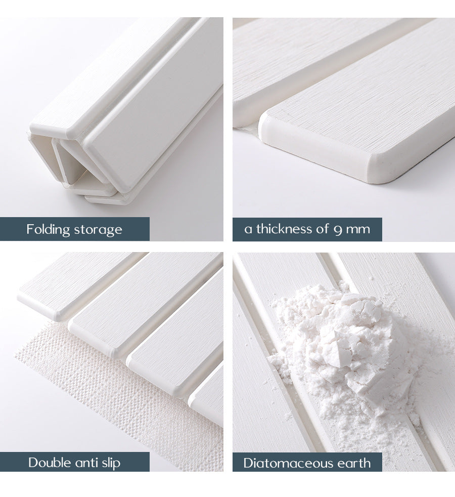 Folding Diatomaceous Earth Countertop Drain Mat - Quick Dry, Non-Slip & Easy Clean Absorbent Pad(white)