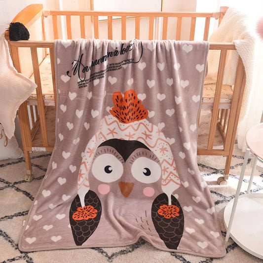 Ultra-Soft Kids Plush Fleece Blanket - Cozy Cartoon Animal Throw for All Seasons (Owl) - Mekamart Australia