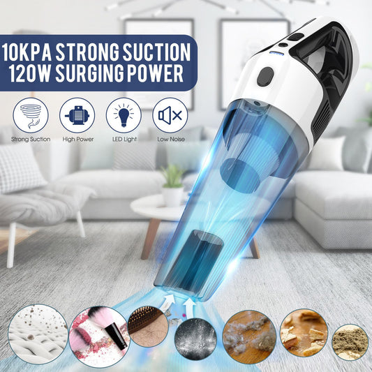 Corded Handheld Car Vacuum Cleaner - 10kPa Strong Suction, 120W Power with LED Light & Washable HEPA Filter(black)