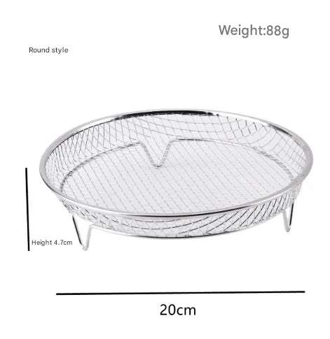 Silver 3-Pack Stackable Air fryer Racks - Food Grade Stainless Steel Multi-Layer Dehydrator & Crisper Tray Accessory - Mekamart Australia