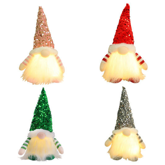 2 Pcs Red Charming Light-Up Christmas Gnome - Festive Nordic Plush Holiday Decoration