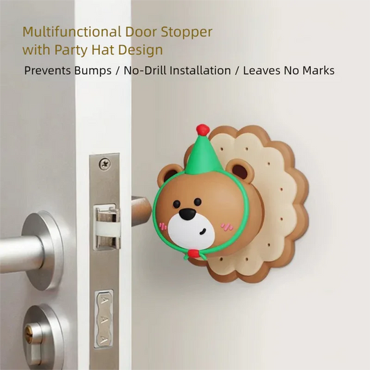 4 Pcs Brown Adorable Bear Wall Protector - Multi-Use Self-Adhesive Door Stopper Bumper - Mekamart Australia