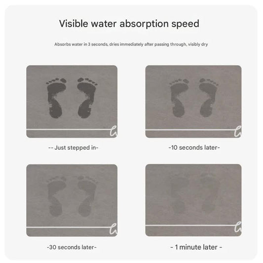 Super Absorbent Quick-Dry Diatomite Bath Mat - Non-Slip Suede Finish Bathroom Floor Mat(letter Gray )