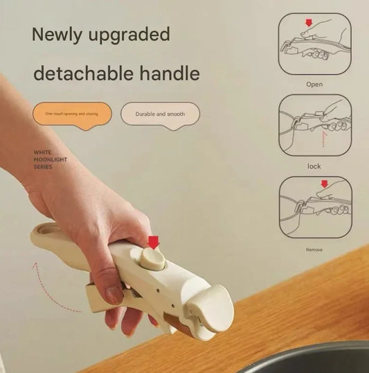 White Universal Detachable Pot Handle - Anti-Scald Handle Accessory for Milk Pots & Woks, General Purpose - Mekamart Australia