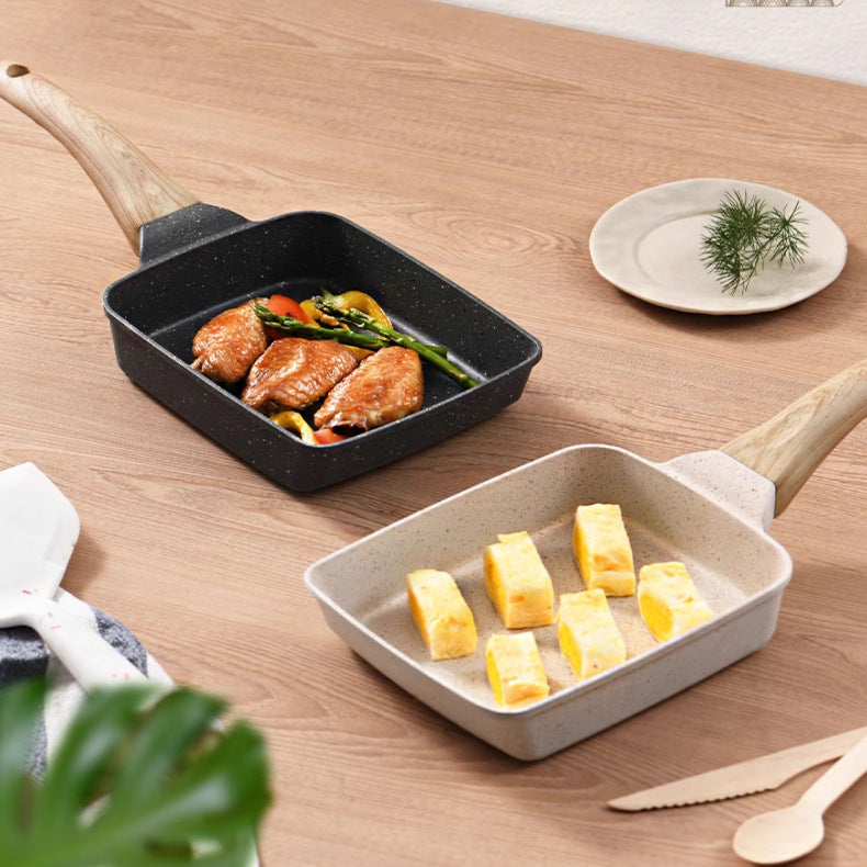 White Rectangular Non-Stick Frying Pan 19×14×4cm - Open, Induction & Gas Compatible