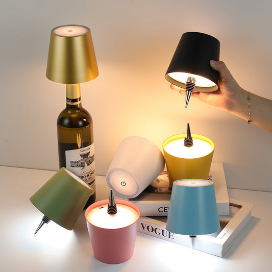 White Cordless Tri-Color Wine Bottle LED Lamp