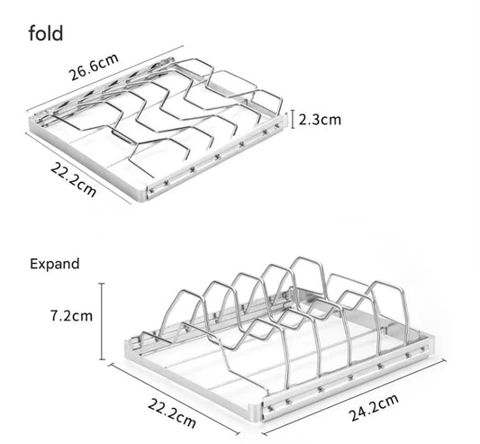 2-Pack Foldable Stainless Steel Rib Racks(26.6 x 22.2 x 2.3 cm) - Mekamart Australia