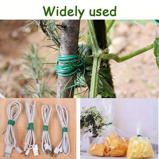 4-Rolls 100M Multifunctional Plastic Steel Twist Tie with Cutter - Sturdy Reusable Plant Support & Climbing Vine Tie - Mekamart Australia