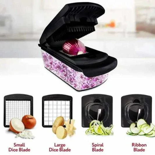 18-Piece Black Multi-Function Vegetable Chopper & Slicer Set - Rotary Grater with 5 Muti-Style Stainless Steel Blades for Home Kitchen - Mekamart Australia