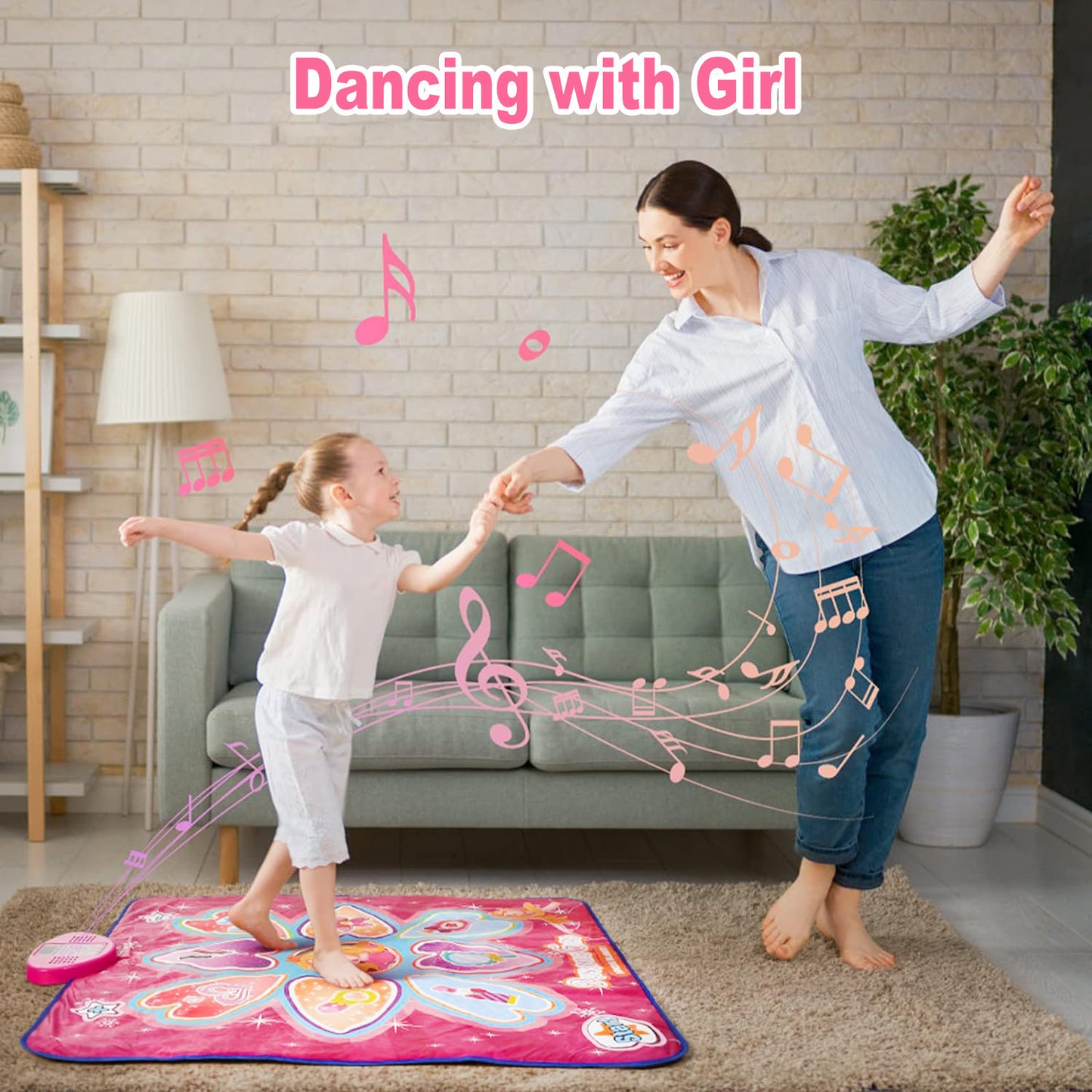 Purple Wireless Kids Electronic Princess Dance Mat & Music Playmat(90x90CM) - 7 Modes Foot Game Pad Toy with Digital Score Display