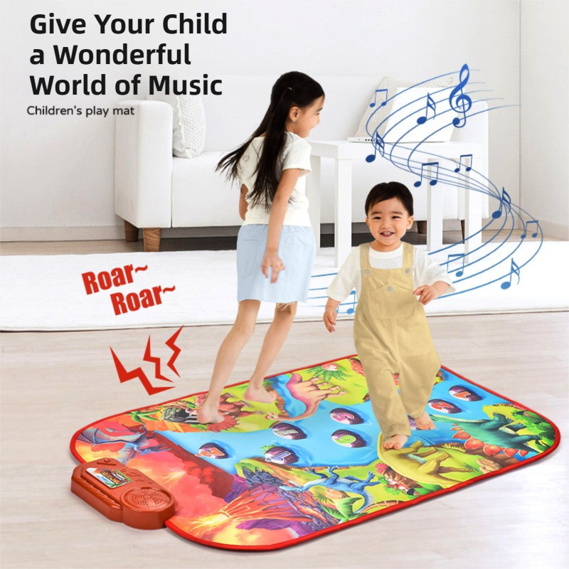 2-Pack Kids Multifunctional Electronic Dance Mat(100x87CM) - Dessert & Pink Ornament Theme Play Mat with Sound Recognition for Early Education and Physical Exercise