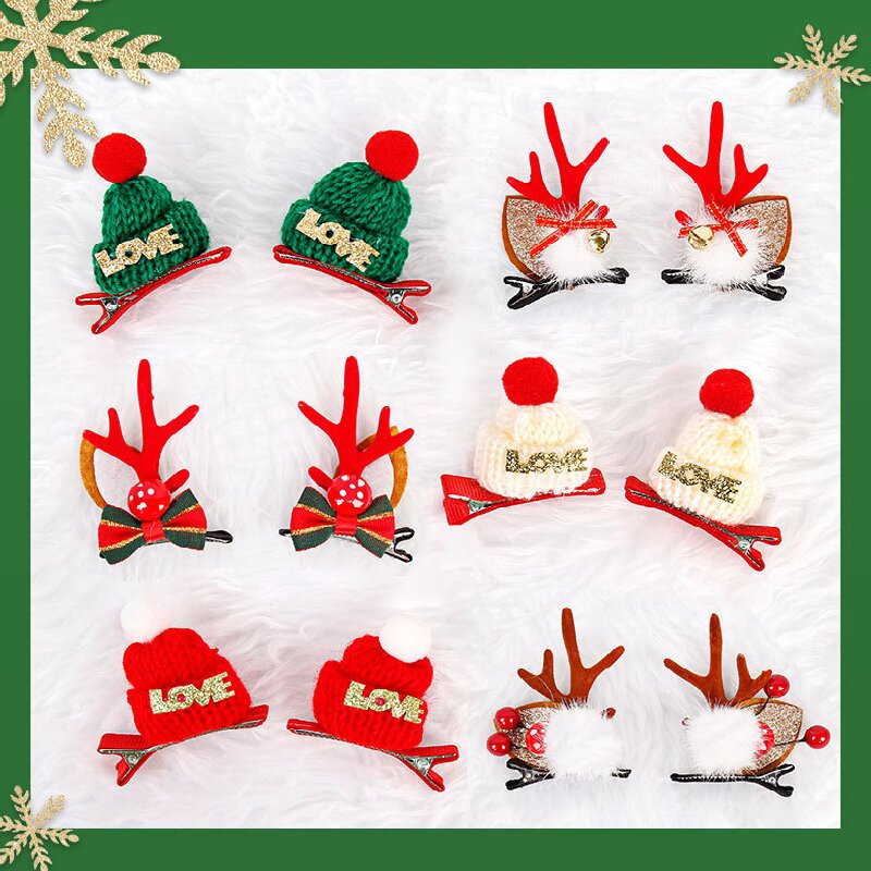 Mushroom Summary Festive Christmas Hair Clips for Girls & Women - Fabric & Metal Design