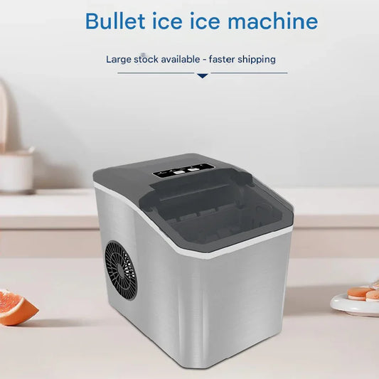 Stainless Steel Countertop Ice Maker 12kg/24h Portable Bullet Ice Machine with Self-Cleaning Function 1.3L Water Tank - Mekamart Australia