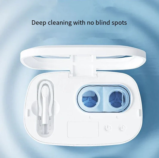 White-to-green gradient Ultrasonic Contact Lens Cleaner Machine Automatic Washer Case with UV Light LED Display 4 Timer Modes Type-C Rechargeable Portable for Travel - Mekamart Australia