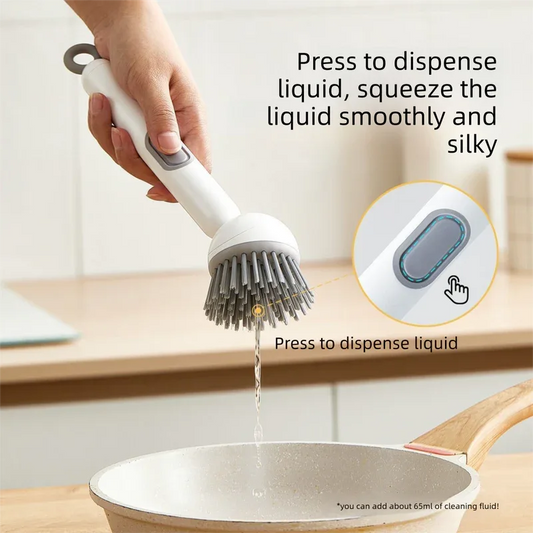 2 Pack Green Kitchen Dish Brush with Soap Dispenser Adjustable Handle 360 Degree Cleaning Scrubber Non-Scratch Bristles for Pans Pots and Sink - Mekamart Australia