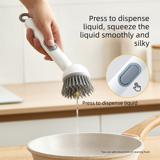 2 Pack Green Kitchen Dish Brush with Soap Dispenser Adjustable Handle 360 Degree Cleaning Scrubber Non-Scratch Bristles for Pans Pots and Sink