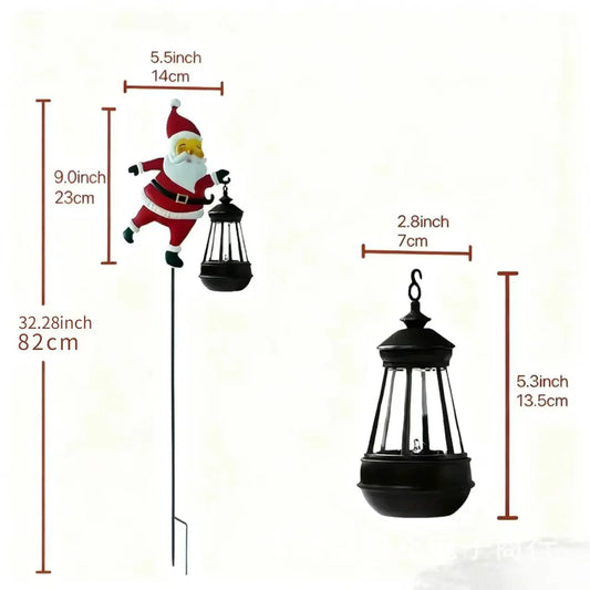 Warm white light Solar Powered Christmas Garden Stake - Metal Santa with Watering Can & LED Waterfall - 82cm Outdoor Yard Decoration - Mekamart Australia