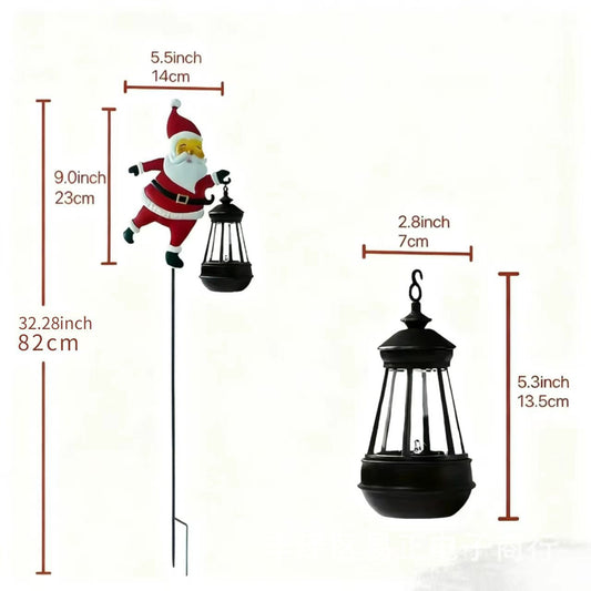 Warm white light Solar Powered Christmas Garden Stake - Metal Santa with Watering Can & LED Waterfall - 82cm Outdoor Yard Decoration