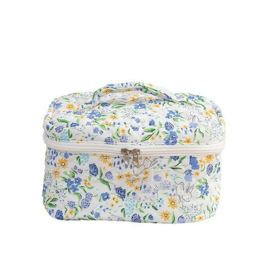 3SET Quilted Floral Makeup Bag Collection Cute Rabbit Pattern Cosmetic Pouch &Travel Toiletry Organizer & Pencil Case for School and Home - Mekamart Australia