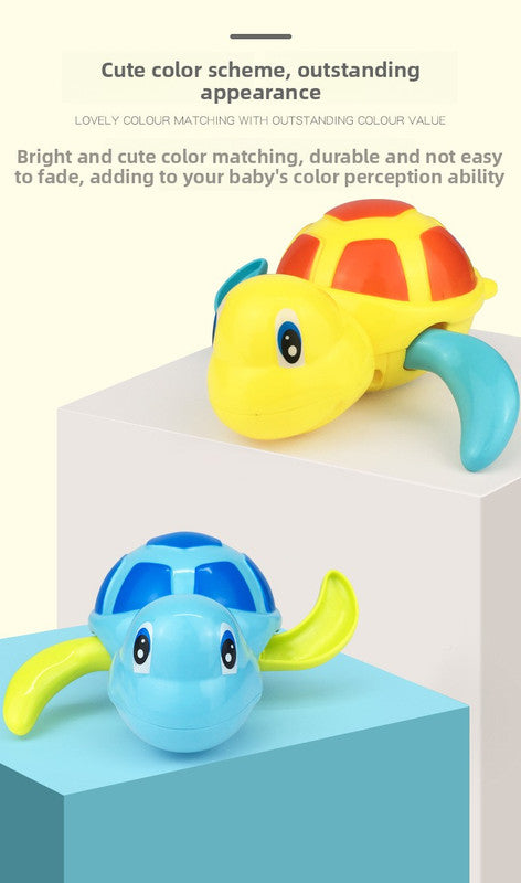 Three-Piece Wind-Up Swimming Turtle Bath Toy Set (Yellow, Green, and Blue Colors), Adorable Floating Turtle Combo, Fun Water Play Toy, Ideal Gift for Infants and Toddlers