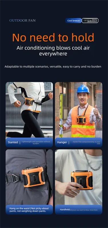 Waist Clip Fan 6000mAh Rechargeable Portable Personal Fan with Dual Outlet 13500RPM High Speed Airflow for Outdoor Work Green - Mekamart Australia