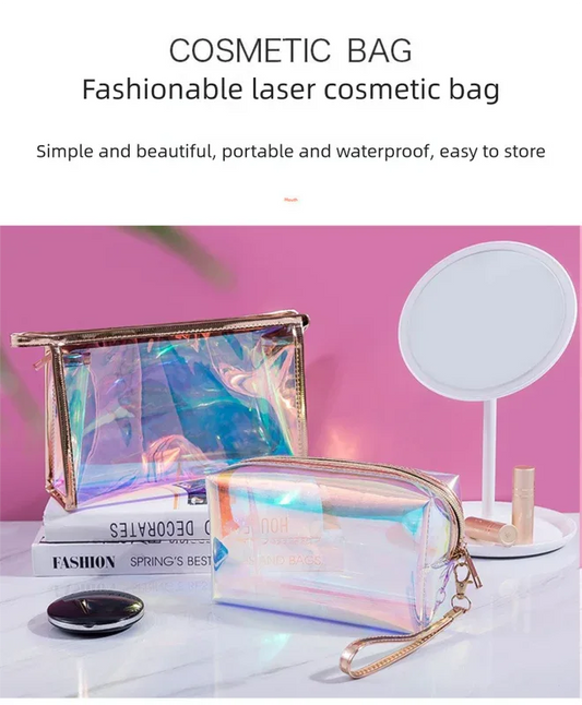 4 PCS Holographic Mini Coin Purses - Iridescent TPU Keyring Pouch - Waterproof Clear Storage for Earbuds, Lipstick & Keys - Small Rectangular Bag Charm 9cm - Mekamart Australia