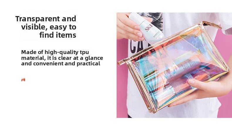 4 PCS Holographic Mini Coin Purses - Iridescent TPU Keyring Pouch - Waterproof Clear Storage for Earbuds, Lipstick & Keys - Small Rectangular Bag Charm 9cm - Mekamart Australia