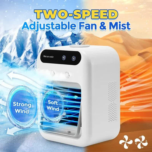 Portable 500ml Large-Capacity Air Cooler Fan - 9-Blade Strong Wind & Wide-Angle Oscillation, Easy Top-Fill Desktop Evaporative Humidifier - Mekamart Australia