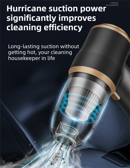 4-in1 Blue Wireless Compact Handheld Car Vacuum Cleaner & Air Duster with 5 Nozzles/Brushes- 5300 Pa High Power Blower/Suction Tool for Auto, Home & Office
