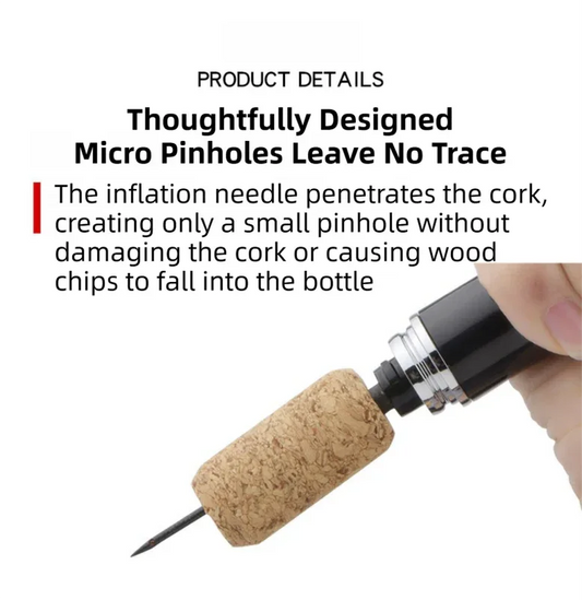 Black Pen-Style Air Pressure Wine Bottle Opener with Vacuum Wine Stopper Set - Effortless Cork Removal for Home & Champagne Party