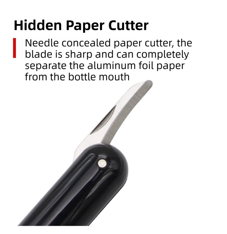 Black Pen-Style Air Pressure Wine Bottle Opener with Vacuum Wine Stopper Set - Effortless Cork Removal for Home & Champagne Party