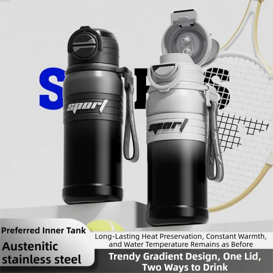 2-Pack Gradient Coffee 670ml Large Capacity Sports Insulated Tumbler - 316 Stainless Steel Straw Water Bottle, Dual-Use Lid for Travel & Outdoors - Mekamart Australia