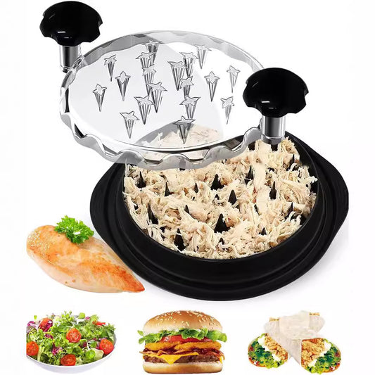 Black Chicken Shredder Machine with Transparent Lid & Brush - Manual Meat Chopper and Pulverizer for Cooked Chicken and Pet Food