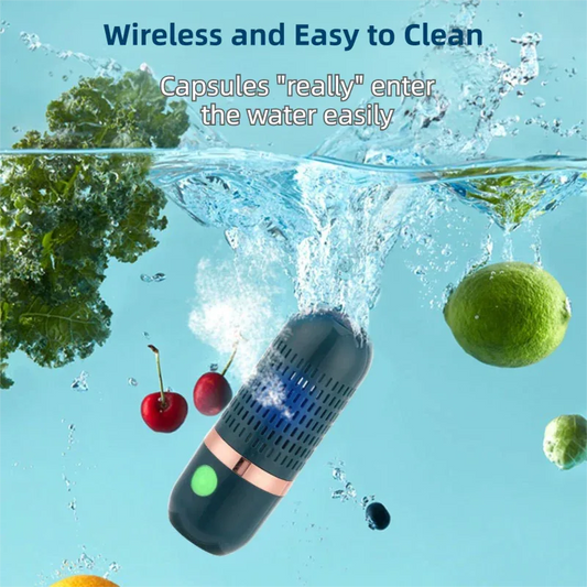 Blue Wireless Capsule Fruit and Vegetable Purifier(16x5.4CM) - Portable Food Disinfection & Sterilization Cleaner, 99.9% Bacteria Removal - Mekamart Australia