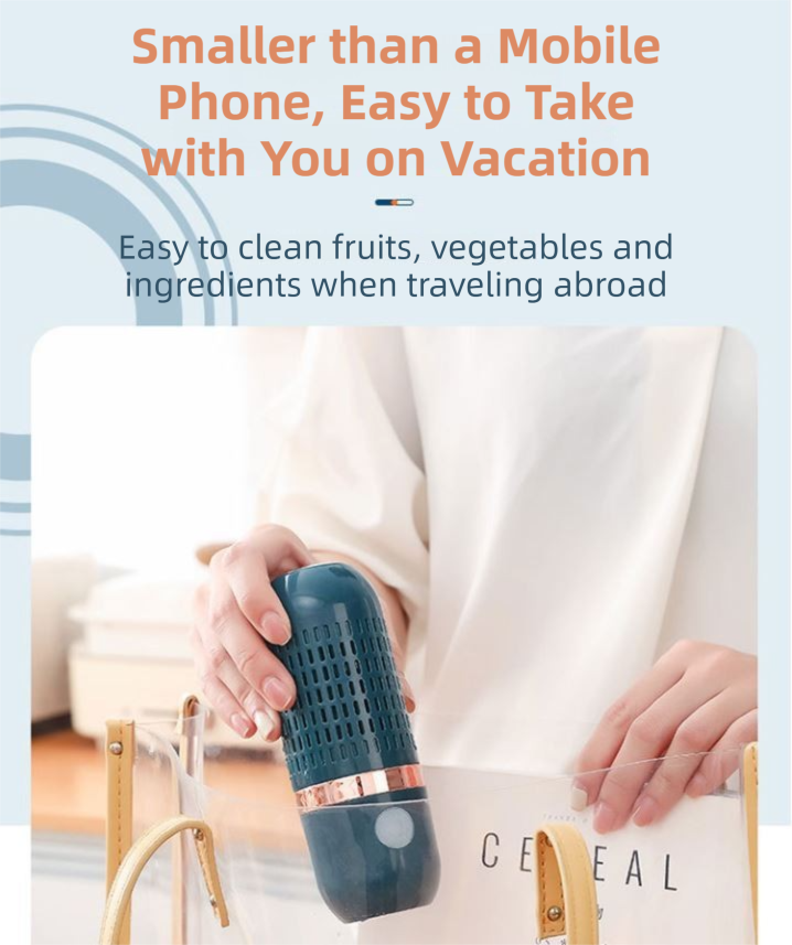 Yellow Wireless Capsule Fruit and Vegetable Purifier(16x5.4CM) - Portable Food Disinfection & Sterilization Cleaner, 99.9% Bacteria Removal