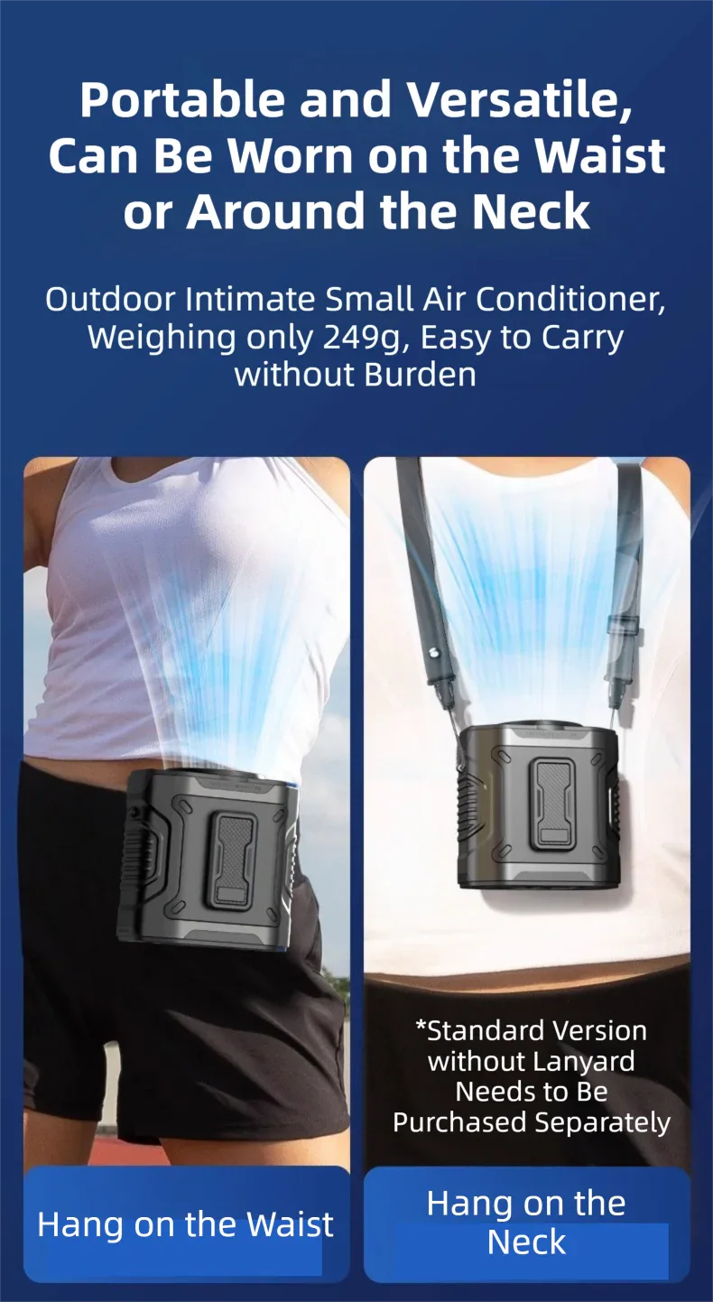 Dark Green Portable Waist Fan - Construction Site Cooling Solution with 360° Turbo Ice Engine, 100 Speed Gears, and LED Light - Mekamart Australia