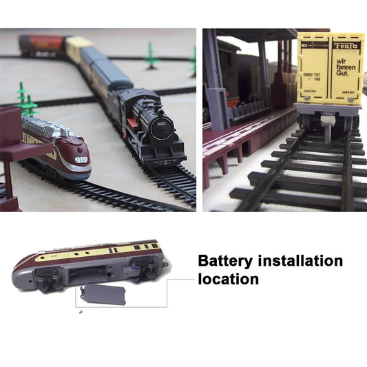 Electric Modern Toy Train Set Vehicle Rail Track Carriages With sound and lighting Kids - Mekamart Australia