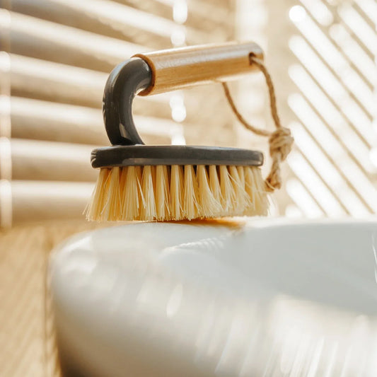 Eco Bamboo Handle Iron Household Scrubber Brush - Mekamart Australia