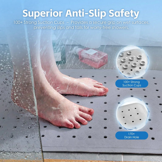 2Pack 70×40 cm Anti‑Slip Grip Shower Mat Quick‑Dry Bath Mat with 100+ Suction Cups - Mekamart Australia