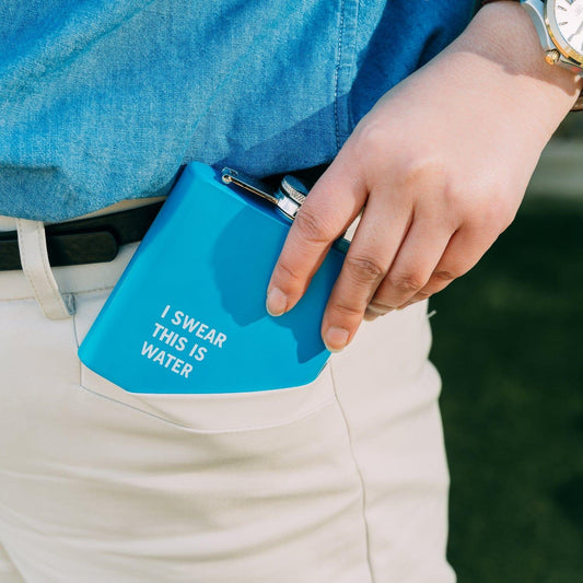 175ml Stainless Steel Hip Flask w Funny Quotes-Blue - Mekamart Australia