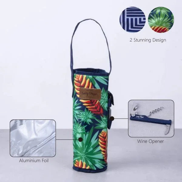 Lazy Dayz Insulated Wine Bottle Tote - Makena - Mekamart Australia
