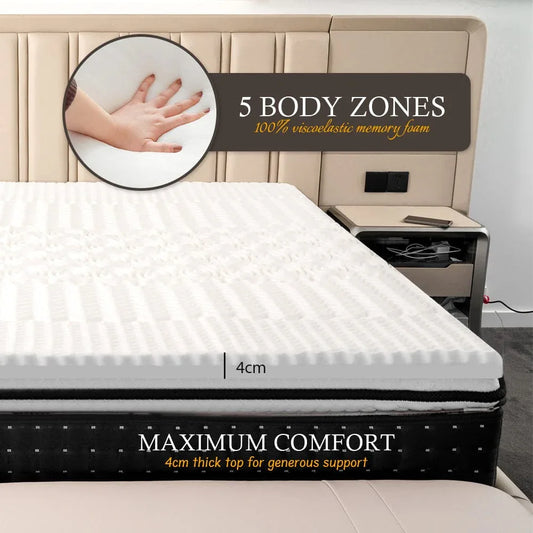 4cm Memory Foam Mattress Topper with Bamboo Cover - Double - Mekamart Australia