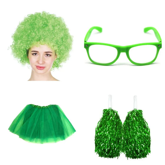 School house carnival colour celebrates kit Wig Glasses Tutus and Pom Poms - Red - Mekamart Australia